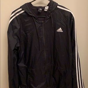 Black and white adidas zip up windbreaker